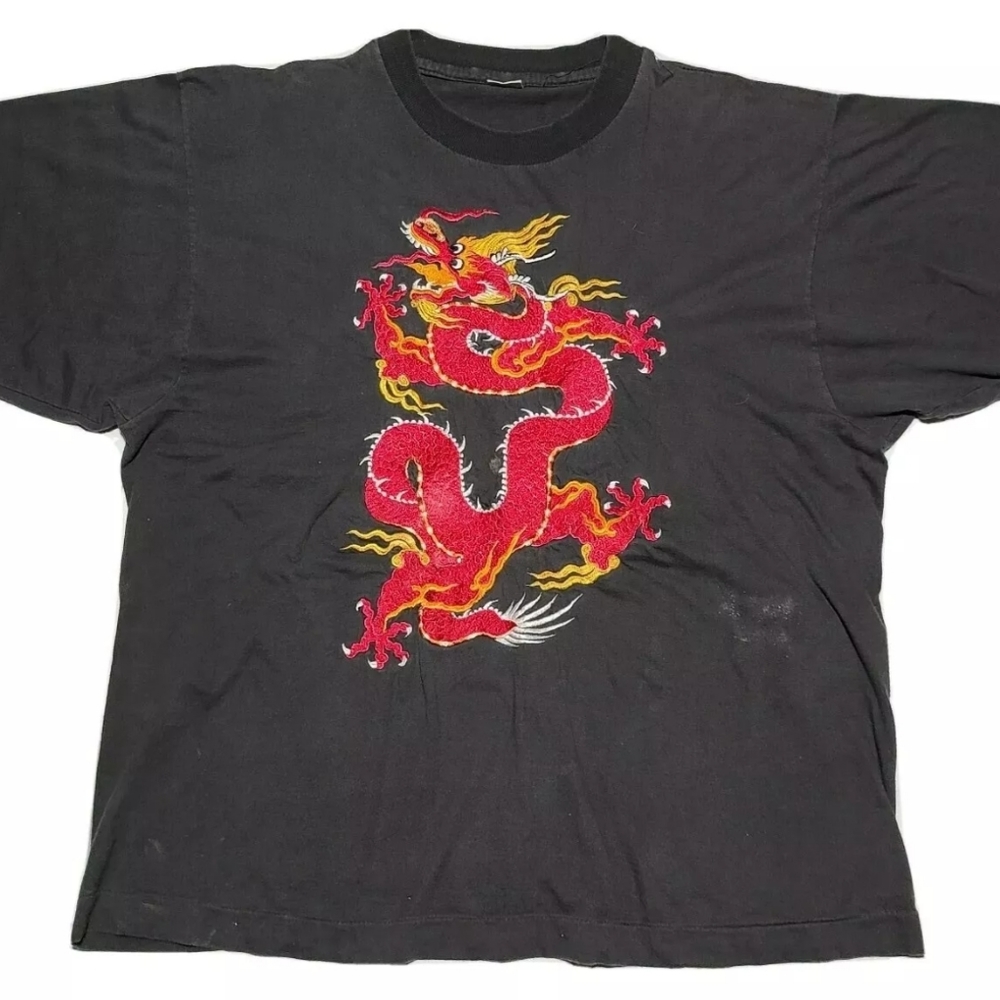 Vintage Dragon Embroidered t-shirt Nepal Tourism